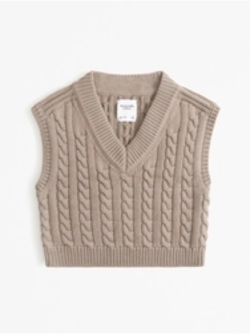 Abercrombie Cable V-Neck Sweater Vest - Taupe